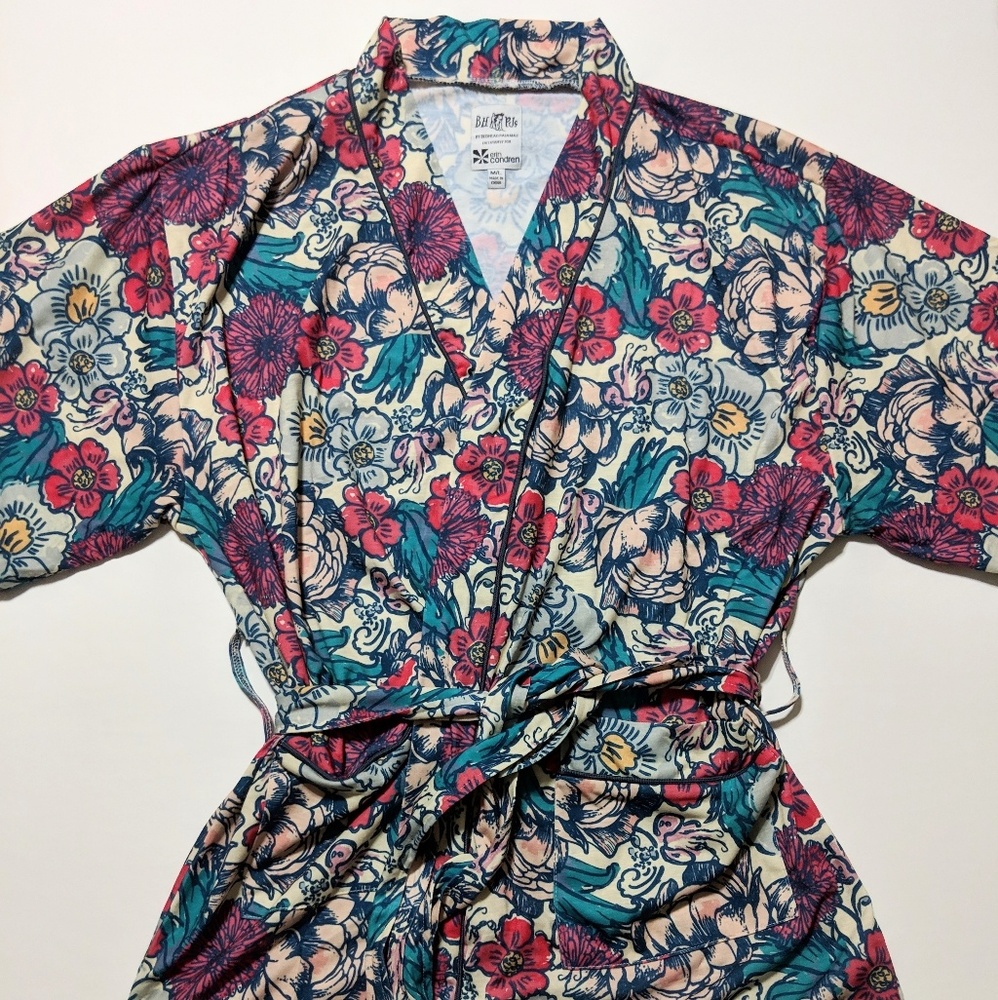 Bedhead Pajamas Floral Ink Kimono Robe Med/Large